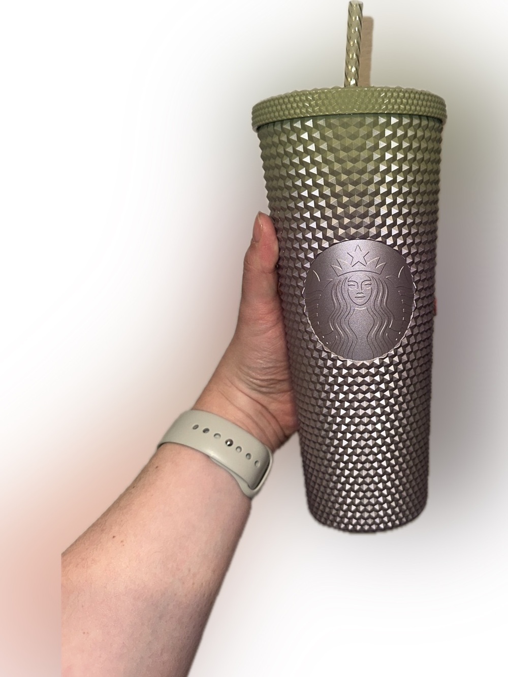 Starbucks Studded Ombre Tumbler - Olive Green to Taupe Metallic